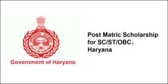 Post Matric Scholarship  for SC/ST/OBC 2017-18, Haryana, Class 11